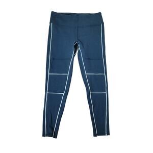 Alo Yoga 7/8 Guard High Rise Leggings Black with Contrast White Piping Medium